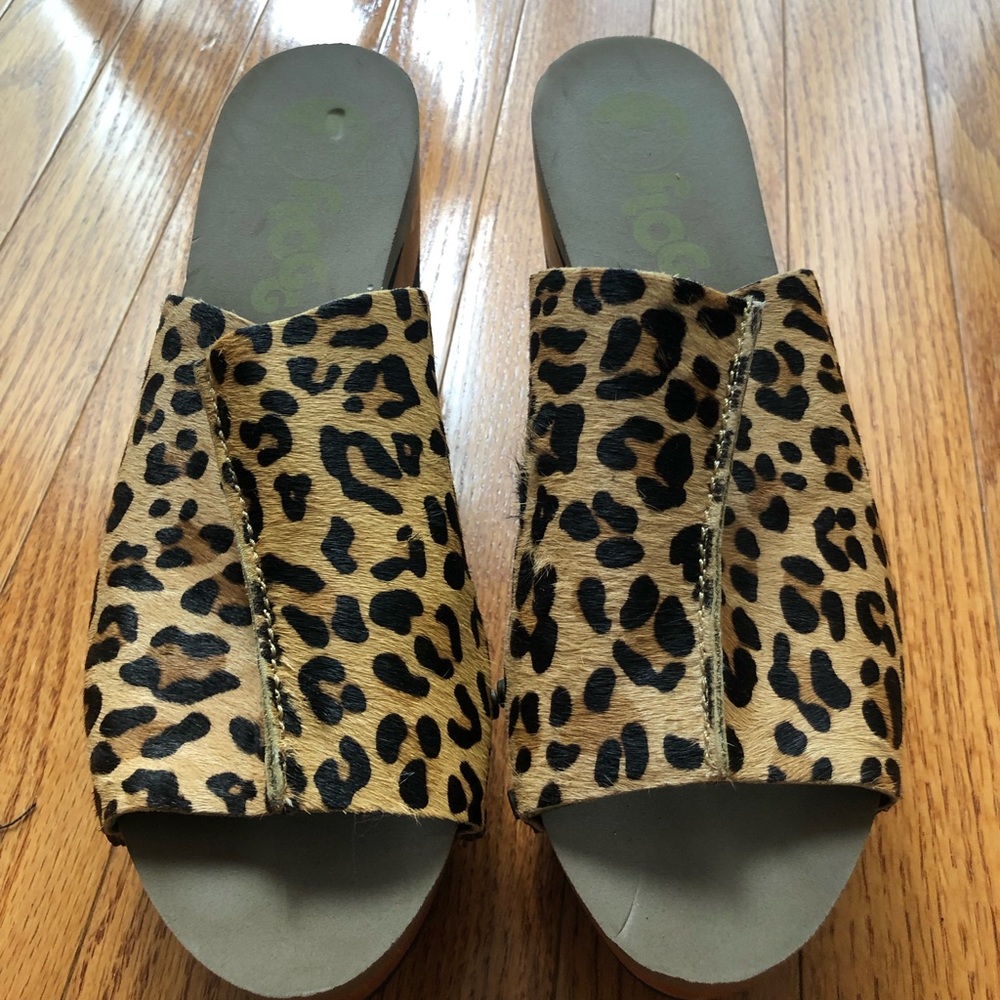 Flogg cheetah print wedge sandals